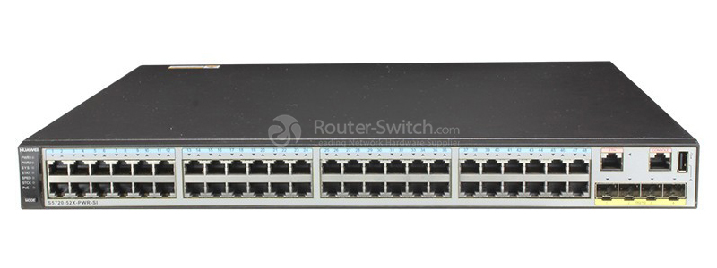 Фото Huawei S5720-52X-PWR-SI Bundle(48 Ethernet 10/100/1000 PoE+ ports,4 10 Gig SFP+,with 500W AC power)