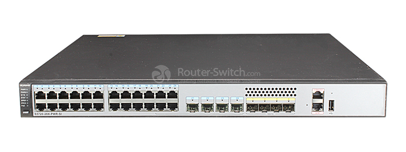 Фото Huawei S5720-28X-PWR-SI Bundle(24 Ethernet 10/100/1000 PoE+ ports,4 of which are dual-purpose 10/100/1000 or SFP,4 10 Gig SFP+,with 500W AC power)