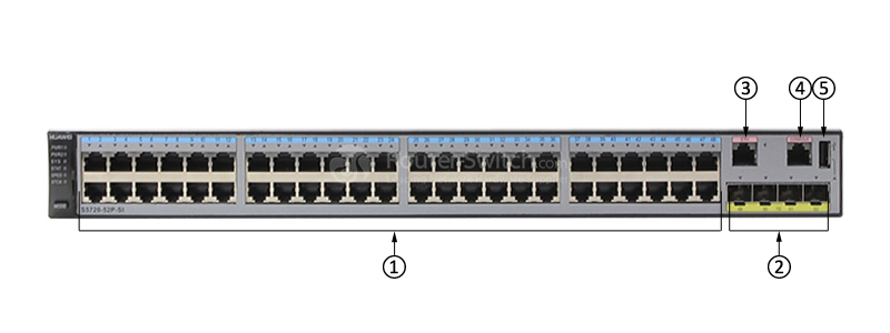 Фото Huawei S5720-52P-SI Bundle(48 Ethernet 10/100/1000 ports,4 Gig SFP,with 150W AC power supply)