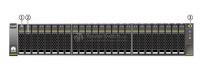 Фото Huawei OceanStor 5500 V3(2U,Dual Controllers,AC,48GB,SmartIO,8*10Gb ETH,25*2.5",SPE33C0225) 55V3-48G-AC2-10