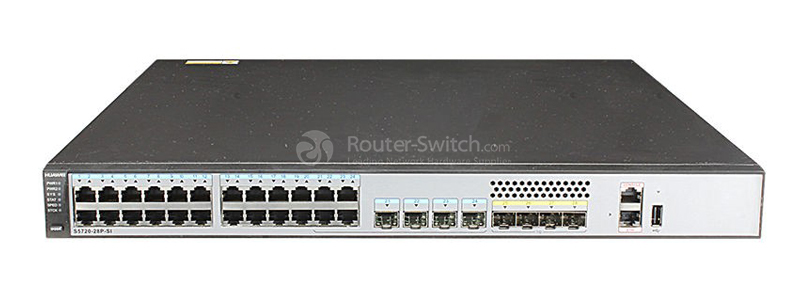 Фото Huawei S5720-28P-SI Bundle(24 Ethernet 10/100/1000 ports,4 of which are dual-purpose 10/100/1000 or SFP,4 Gig SFP,with 150W AC power supply)