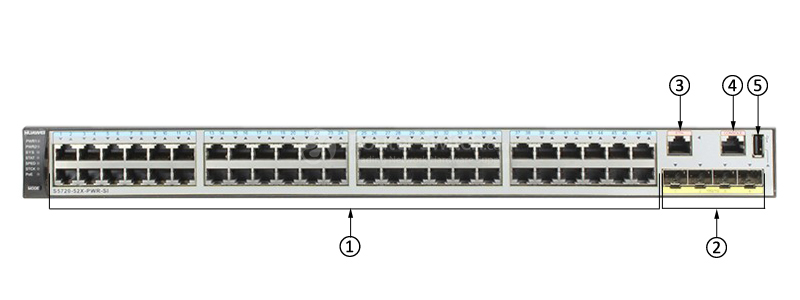 Фото Huawei S5720-52X-PWR-SI Bundle(48 Ethernet 10/100/1000 PoE+ ports,4 10 Gig SFP+,with 500W AC power)