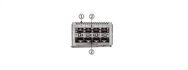 the front panel of C9500-NM-8X