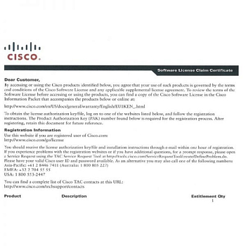 Фото FLSA1-2X-5-10G= - Cisco ASR 1000 Router License